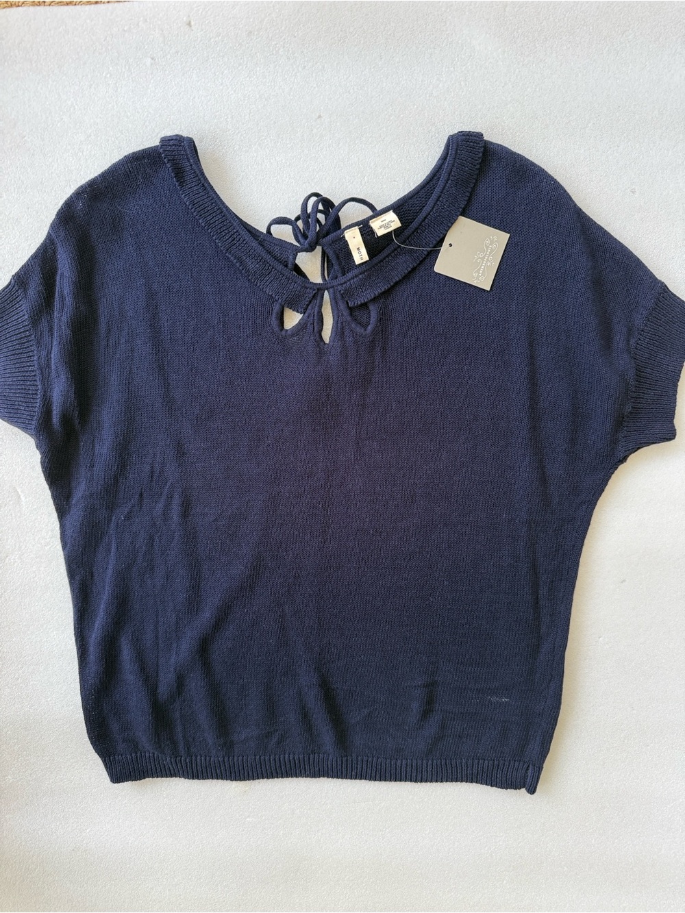 Anthropologie Moth Short Sleeve Keyhole Sweater